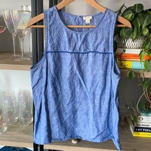 J. Crew factory high neck chambray blouse